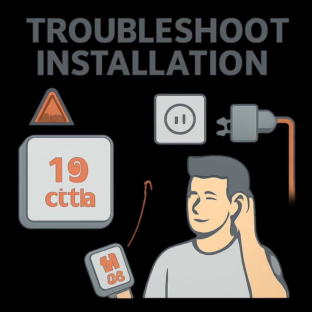 Illustration detailing the troubleshooting process for 19 Club installation.